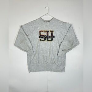 Vintage Syracuse University Crewneck Sweatshirt Sz XL Heather Gray 80s USA RARE